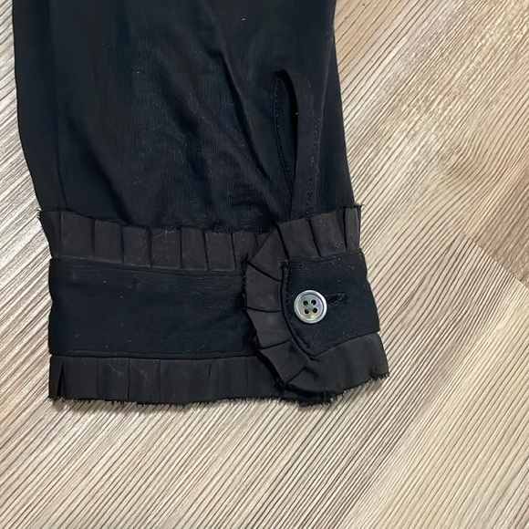 Theory Silk Ruffle trim Pima Cotton Blouse Black Size S Revolve Designer - Picture 9 of 11